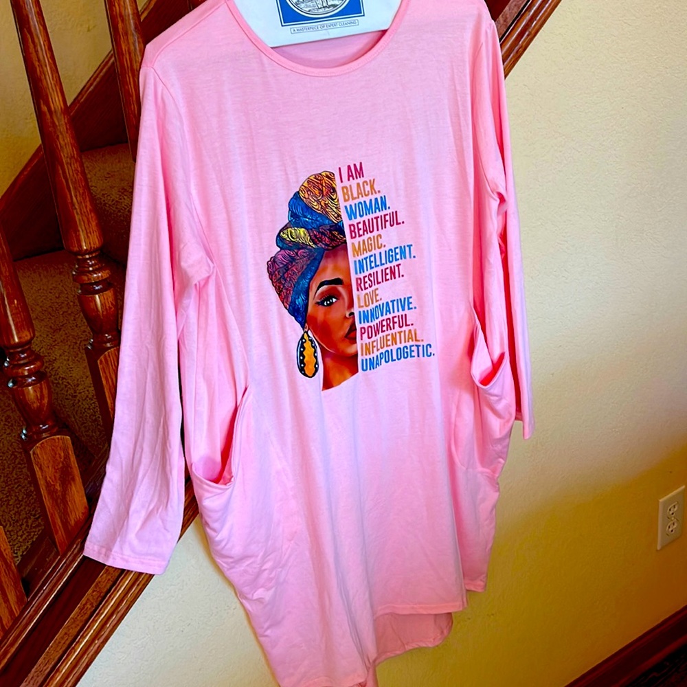 New Beautiful Magic Long Sleeve Loose Pocket Oversize Tunic Dress